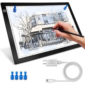 لوحة إضاءة LED مغناطيسية A3 للتتبع، لوحة نسخ LED للرسم الماسي، صندوق إضاءة LED للتتبع مع مغناطيس (يأتي مع مجموعة أدوات الرسم). in Kuwait