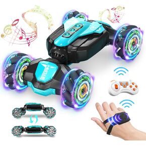Gesture Sensing RC Stunt Car with Lights Music, 4WD High Speed Gesture RC Car, 2.4Ghz Remote Control Watch Sensor 360° Rotating Drift, Ages 6-13 Kids Boys Girls Birthday Gift