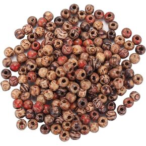 HOUSWEETY 200 Pieces Christmas Wood Beads for Craft 16mm Farmhouse Natural Wooden Beads Handmade Polished Spacer Boho Bead Colorful Rustic Round Beads for Xmas Home Decor DIY Garland