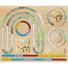 POPRHINO Wooden Bead Board for Jewelry Making, Jewelry Beading Design Tray for Bracelet Necklaces Making 13.7 x 11.4 x 0.8 inch in Kuwait