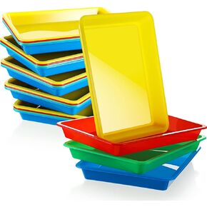 Jetec 24 Pieces Kid Activity Plastic Tray Crafts Tray Bulk Art Organizer Tray Plastic Serving Trays for Sensory Toys, Beads, Painting, DIY Projects, Fun Home Activities in Kuwait