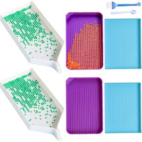 6 Pcs Large Diamond Painting Tool Plastic Bead Sorting Tray, Big Size Diamond Rhinestone Plate Trays, Diamond Art Kit Tools, Storage Containers Tray for Rhinestone and Accessories