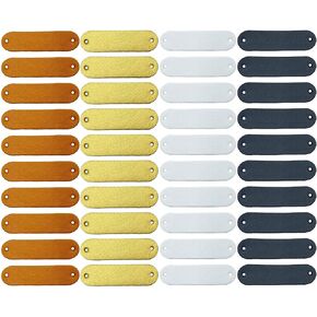 40 Pcs Blank Leather PU Tags Handmade Crochet Tags with Holes Leather Tags for Handmade Items, 4 Colors