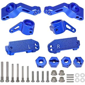 RC Alloy Steering Blocks Caster Block Rear Stub Axle Carriers & 12mm Hex Wheel Hubs for Traxxas 2WD 1/10 Slash, Stampede, Rustler, Nitro Slash-Replaces Part 3736 3632 3752