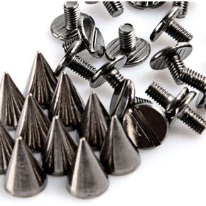 RUBYCA 30 Sets 10MM Silver Color Bullet Cone Spike and Stud Metal Screw Back for DIY Leather-Craft