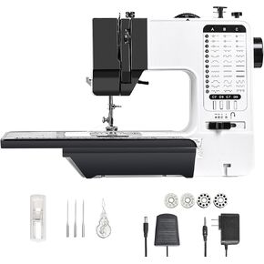 آلة الخياطة Simfelice 38 تطبيقًا للغرزة، آلة خياطة كهربائية صغيرة للمبتدئين مع ضوء LED وطاولة تمديد، آلة خياطة مثالية للأطفال لمشروع الخياطة بنفسك، آلة خياطة للمنزل in Kuwait