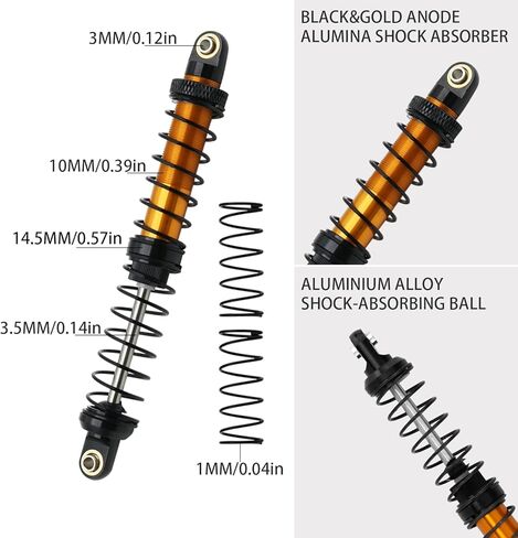 صدمات من سبائك الألومنيوم HYBDX Rc - ممتص للصدمات لسيارة 1/10 RC مجنزرة RC سيارة زاحفة محورية SCX10 AXI03007 RBX10 D90 TRX4 (3.5 بوصة، أزرق) in Kuwait