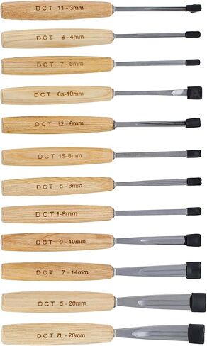 مجموعة أدوات نحت الخشب من ديد وود - 12 قطعة من مجموعة أزميل نحت الخشب مع مقابض خشبية وحقيبة قماشية in Kuwait