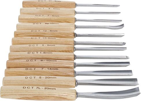 مجموعة أدوات نحت الخشب من ديد وود - 12 قطعة من مجموعة أزميل نحت الخشب مع مقابض خشبية وحقيبة قماشية in Kuwait