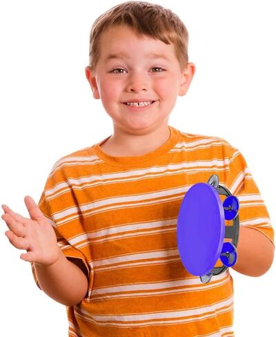 ArtCreativity Neon Tambourines for Kids, Set of 12, Percussion Musical Instruments for Boys and Girls, Durable Plastic and Metal Noisemakers, Birthday Party Favors and Goodie Bag Fillers, 4 Colors in Saudi Arabia