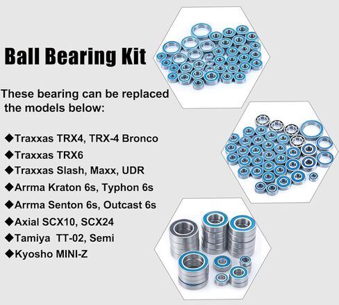 RCBOYZ RC مجموعة محمل السيارة الأختام المطاطية الأزرق طقم حامل المحور الأمامي والخلفي لمجموعة محامل TRX-4 (39 قطعة محامل TRX4) in Kuwait