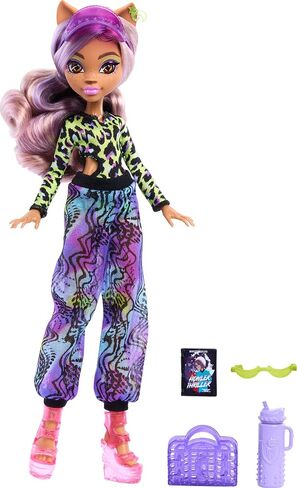 Monster High Scare-adise Island Clawdeen Wolf Doll with Swimsuit, Joggers & Beach Accessories Like Visor, Water Bottle, & Book in Kuwait