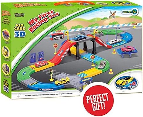 My First Speed Racing Assembly Track Builder Toy Playset - Starter Kit with 6 Diecast Cars, Accessories for Kids in Saudi Arabia
