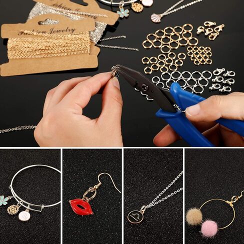 283 قطعة من سلسلة صنع المجوهرات، 33 قدم سلسلة ربط من الفولاذ المقاوم للصدأ ، 250 قطعة مزدوجة الطبقات مقسومة حلقات القفز ، 30 قطعة مشابك و كماشة لجراد البحر DIY مجوهرات القرط سوار قلادة خلخال in Kuwait