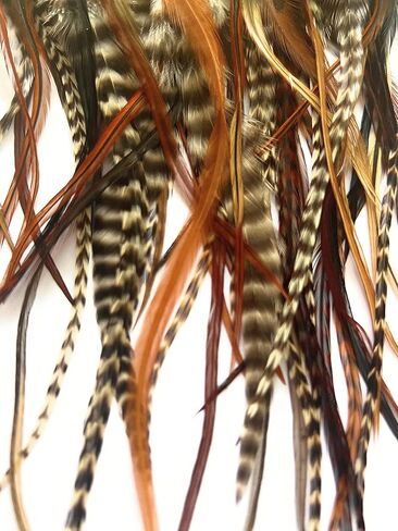 ريش ديك حقيقي قصير، أشيب مخطط، 50 وصلة شعر ريش أو حرف يدوية، 5-8 بوصات بني، أسود أبيض مخطط أشيب زغب طبيعي in Kuwait