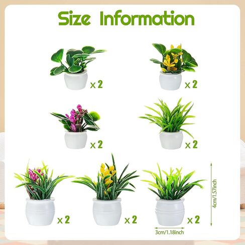 14 Pieces Dollhouse Plant Miniature Bonsai Plant Mini Potted Plant Flower Model Tiny Fake Greenery Ornament Dollhouse Furniture for Christmas Toddlers Girls and Boys (Cute Style) in Saudi Arabia