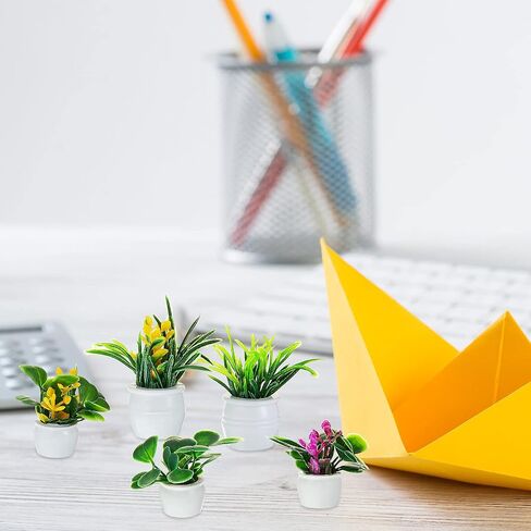 14 Pieces Dollhouse Plant Miniature Bonsai Plant Mini Potted Plant Flower Model Tiny Fake Greenery Ornament Dollhouse Furniture for Christmas Toddlers Girls and Boys (Cute Style) in Saudi Arabia