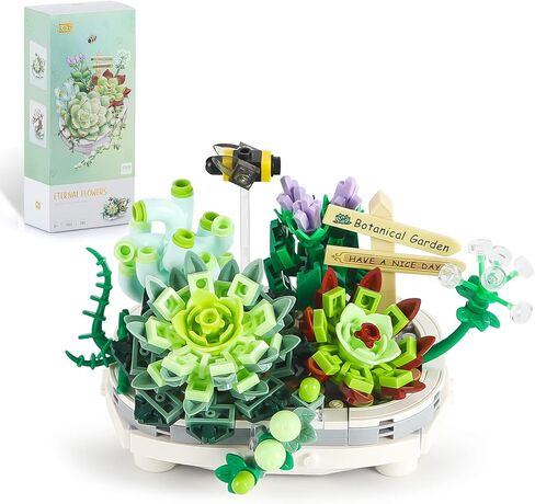مكعبات بناء QLT Mini Bricks Flowers Bonsai 703 قطعة، مجموعة نباتية للأعمار من 8 إلى 12 عامًا للفتيات كهدية، ديكور منزلي فريد من نوعه، (غير متوافقة مع مجموعة Lego) in Kuwait