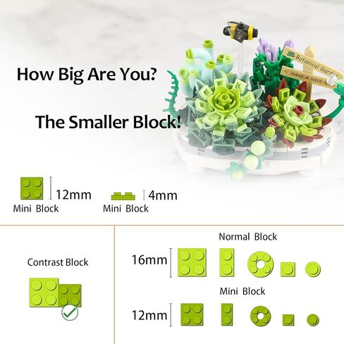 مكعبات بناء QLT Mini Bricks Flowers Bonsai 703 قطعة، مجموعة نباتية للأعمار من 8 إلى 12 عامًا للفتيات كهدية، ديكور منزلي فريد من نوعه، (غير متوافقة مع مجموعة Lego) in Kuwait