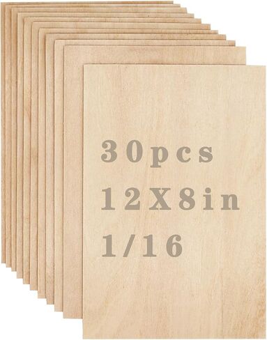 Unfinished Wood Pieces,30Pcs Basswood Sheets 12 x 8 Inch 1/16,Thin Plywood Wood Sheets for Crafts,Perfect for DIY Projects, Painting, Drawing, Laser, Wood Engraving, Wood Burning and CNC Cutting in Saudi Arabia