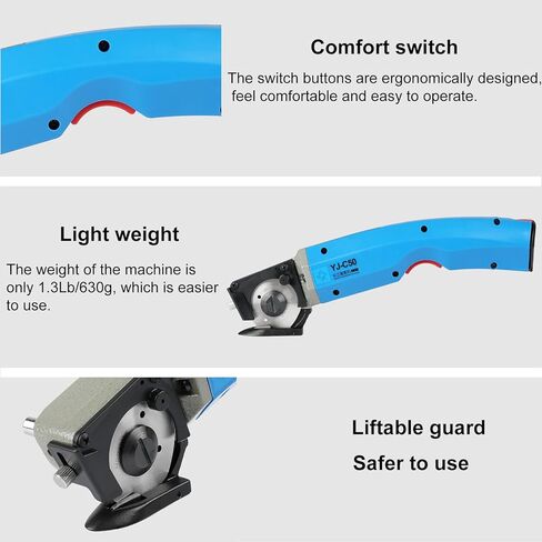 ماكينة قطع النسيج الدوارة الكهربائية المحمولة من RESHY مع شفرة دوارة 50 مم قابلة لإعادة الشحن باليد، مقص كهربائي لقطع القماش والجلود متعدد الطبقات in Kuwait