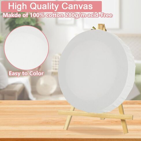 WOPPLXY 15 Pcs Round Canvases for Painting, 6 Inch Diameter White Blank Canvas Boards, 100% Cotton Stretched Canvas, Circle Canvas for Acrylic Pouring and Oil Painting in Saudi Arabia