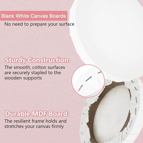 WOPPLXY 15 Pcs Round Canvases for Painting, 6 Inch Diameter White Blank Canvas Boards, 100% Cotton Stretched Canvas, Circle Canvas for Acrylic Pouring and Oil Painting in Saudi Arabia