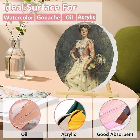 WOPPLXY 15 Pcs Round Canvases for Painting, 6 Inch Diameter White Blank Canvas Boards, 100% Cotton Stretched Canvas, Circle Canvas for Acrylic Pouring and Oil Painting in Saudi Arabia