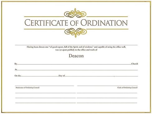Certif-Ordination-Deacon w/Gold Embossing (Package of 6) in Saudi Arabia