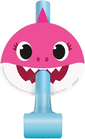 Unique Multicolored Baby Shark Blowouts (8-Pack) - 8.5" - Paper Party Favors for Birthdays and Celebrations in Saudi Arabia