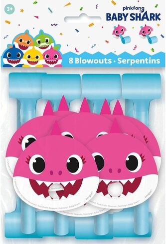 Unique Multicolored Baby Shark Blowouts (8-Pack) - 8.5" - Paper Party Favors for Birthdays and Celebrations in Saudi Arabia