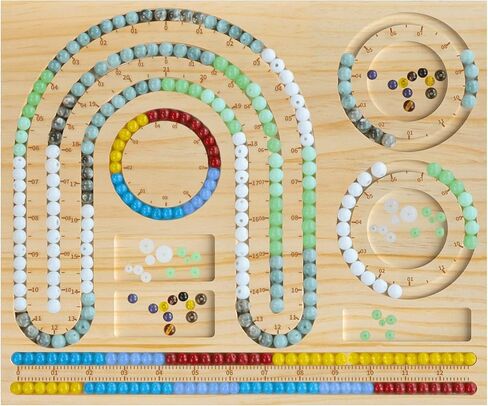 POPRHINO Wooden Bead Board for Jewelry Making, Jewelry Beading Design Tray for Bracelet Necklaces Making 13.7 x 11.4 x 0.8 inch in Kuwait
