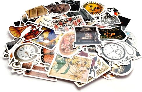 100 Pcs Aesthetic Vintage Vinyl Stickers - Scrapbook Journaling Laptop Water Bottles Waterproof Retro Stickers Skins & Decals, Adults DIY Craft Decor Nostalgic Theme Party Favor & Supplies in Saudi Arabia