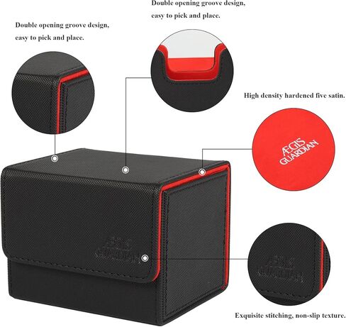 صندوق بطاقات AEGIS GUARDIAN لـ MTG، صندوق سطح القائد يحمل أكثر من 120 بطاقة بأكمام، حامل حافظة بطاقات مغناطيسية قوية من الجلد للبطاقات السحرية TCG CCG، داخلي أحمر in Kuwait
