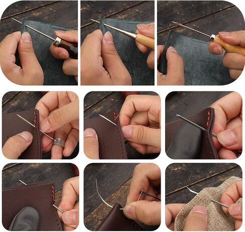 مجموعة ادوات جلدية، ادوات عمل جلدية، مجموعات ادوات ولوازم الحرف الجلدية مع ادوات ختم الجلد، بساط تقطيع، اداة حفر ومسامير للمبتدئين والمحترفين in Kuwait