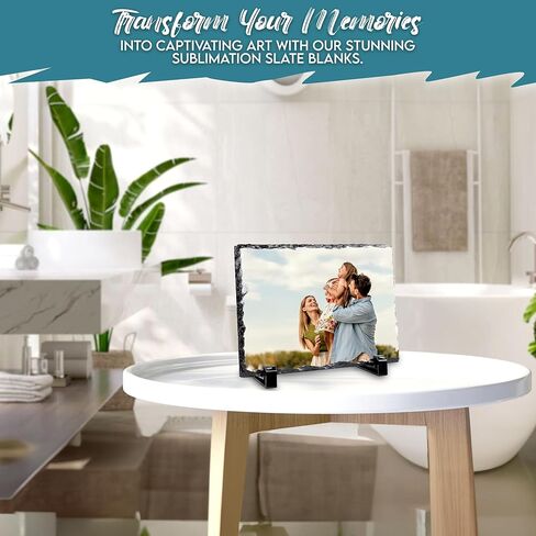 SAE 4 Pack Sublimation Slate Blanks and Sublimation Paper 8.3x11.7 100 Sheets 100g,DIY Stone Frame 6x8 with Display Stand-Slate Sublimation Plaque and Rock Plank,Heat Transfer Paper for Inkjet Printer in Saudi Arabia