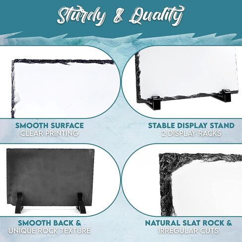 SAE 4 Pack Sublimation Slate Blanks and Sublimation Paper 8.3x11.7 100 Sheets 100g,DIY Stone Frame 6x8 with Display Stand-Slate Sublimation Plaque and Rock Plank,Heat Transfer Paper for Inkjet Printer in Saudi Arabia