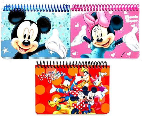 DISNEY MICKEY MOUSE SPIRAL AUTOGRAPH BOOKS - 3 BOOKS SET (LIGHT BLUE PINK RED) in Saudi Arabia