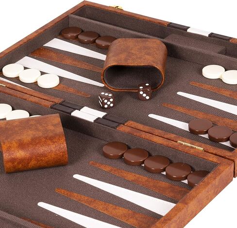 مجموعة لعبة الطاولة Crazy Games - مجموعة ألعاب الطاولة الكلاسيكية للاعبين البالغين مع حقيبة جلدية فاخرة - أفضل دليل إستراتيجي ونصائح (بني، متوسط) in Kuwait