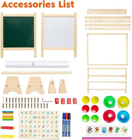 Wooden Easel for Kids 3 in 1 Toddlers Easel with Paper Roll Adjustable Height Art Easel Chalkboard & Whiteboard Drawing Easel for Kids Boys Girls in Kuwait