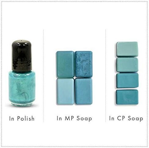 بودرة صبغة ميكا فاخرة بلون ازرق واخضر وتركواز من اتش اند بي اويلز سنتر، تاثيرات ظلال عيون لامعة بدرجة مستحضرات التجميل للصابون والشموع وطلاء الاظافر، 1 اونصة in Kuwait