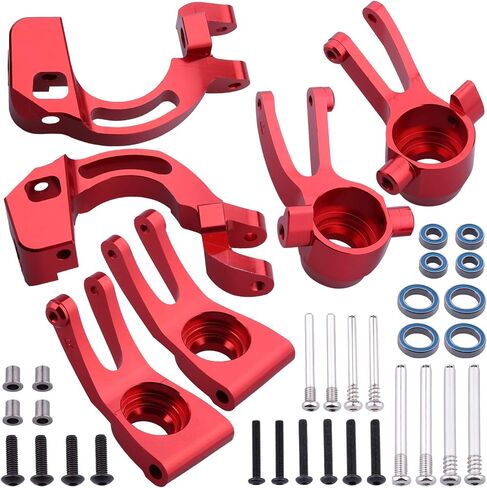 مفاصل كتلة التوجيه الأمامية من الألومنيوم من Hobbypark وكتل العجلات ومحاور C والمحاور الخلفية لـ Arrma 1/10 Granite 4X4، Typhon، Big Rock، Senton، استبدال AR330442 AR330467 AR330469 (أسود) in Saudi Arabia