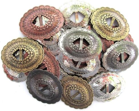 Conchos Mixed Finishes Western 1 1/4" Oval; Scalloped Style Slotted; 20 Pieces in Saudi Arabia