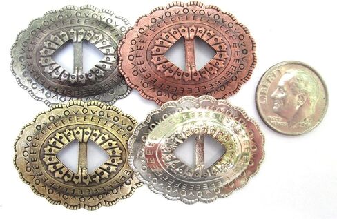 Conchos Mixed Finishes Western 1 1/4" Oval; Scalloped Style Slotted; 20 Pieces in Saudi Arabia