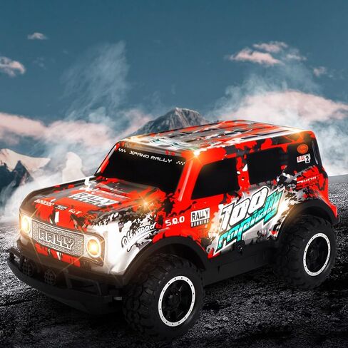 SUPERSUN RC Car, 1:24 Scale All Terrain RC Truck, 2WD 10Km/h Remote Control Car Monster Truck with LedLight, Monster Truck Off Road Racing Car Toys for Kids Boys Girls in Kuwait