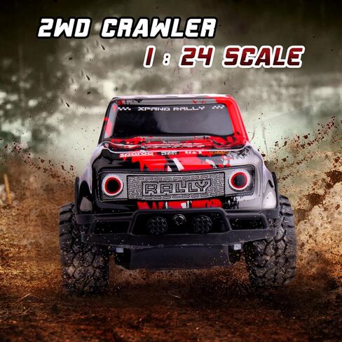 SUPERSUN RC Car, 1:24 Scale All Terrain RC Truck, 2WD 10Km/h Remote Control Car Monster Truck with LedLight, Monster Truck Off Road Racing Car Toys for Kids Boys Girls in Kuwait