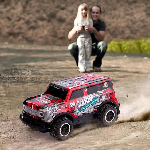 SUPERSUN RC Car, 1:24 Scale All Terrain RC Truck, 2WD 10Km/h Remote Control Car Monster Truck with LedLight, Monster Truck Off Road Racing Car Toys for Kids Boys Girls in Kuwait