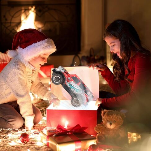 SUPERSUN RC Car, 1:24 Scale All Terrain RC Truck, 2WD 10Km/h Remote Control Car Monster Truck with LedLight, Monster Truck Off Road Racing Car Toys for Kids Boys Girls in Kuwait