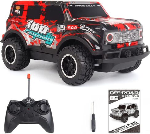 SUPERSUN RC Car, 1:24 Scale All Terrain RC Truck, 2WD 10Km/h Remote Control Car Monster Truck with LedLight, Monster Truck Off Road Racing Car Toys for Kids Boys Girls in Kuwait