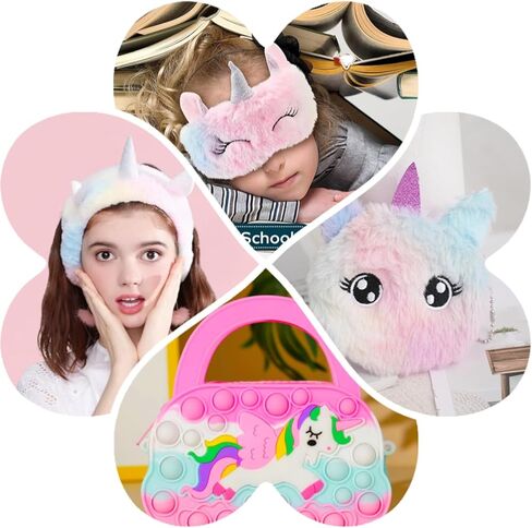 هدايا Duccsko Unicorn للفتيات والأطفال الذين تتراوح أعمارهم بين 6 7 8 9 10-12 عامًا، مذكرات فخمة/زجاجة مياه/عصابة رأس/قناع العين/محفظة/قلم - مجموعة هدايا تحت عنوان وحيد القرن، هدية عيد ميلاد رائعة للفتيات، هدايا عيد الميلاد in Kuwait